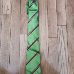 Paul Stuart Bright Green Tie with Pink Stripe